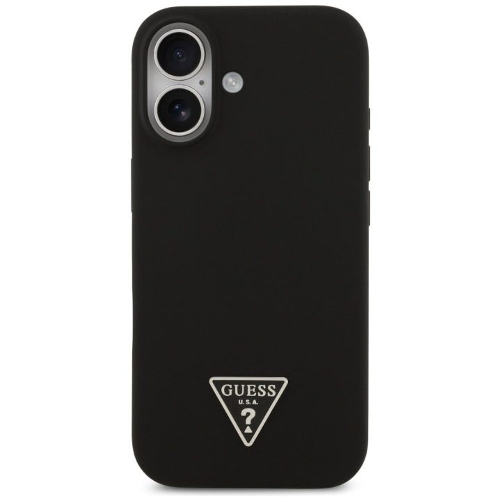 Telefono dėklas iPhone 17 juodas silikoninis MagSafe Guess