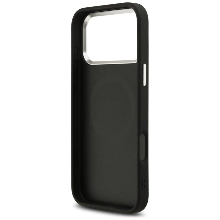 Telefono dėklas iPhone 17 Pro Max juodas blizgus MagSafe Guess