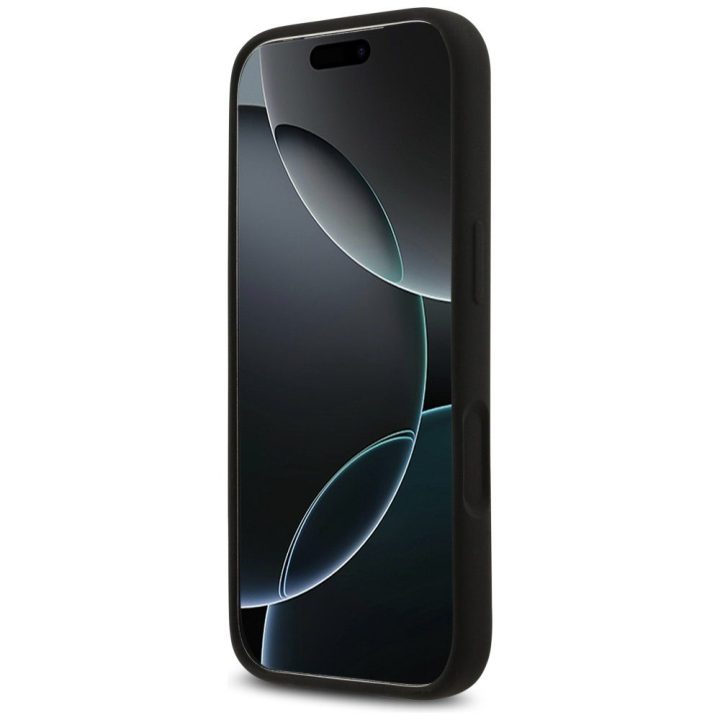 Telefono dėklas iPhone 17 Pro juodas silikoninis MagSafe Guess