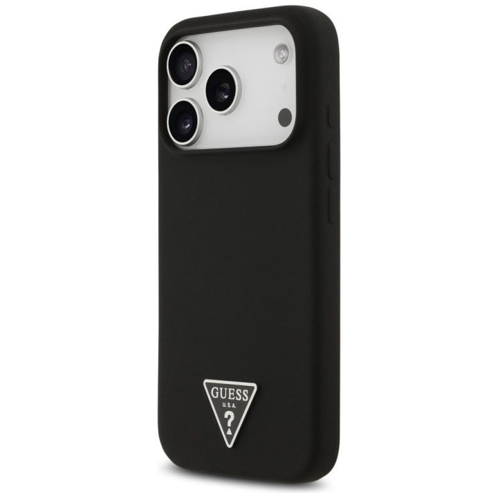 Telefono dėklas iPhone 17 Pro juodas silikoninis MagSafe Guess