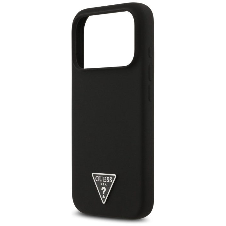Telefono dėklas iPhone 17 Pro juodas silikoninis MagSafe Guess