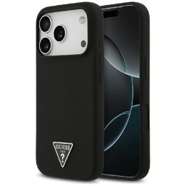 Telefono dėklas iPhone 17 Pro Max juodas silikoninis MagSafe Guess