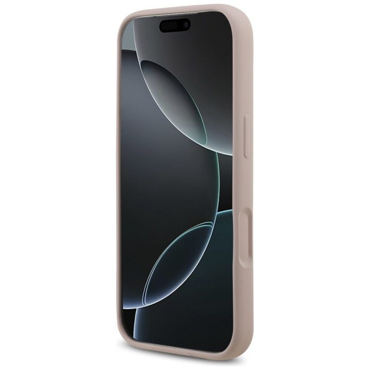 Telefono dėklas iPhone 17 Pro rožinis silikoninis MagSafe Karl Lagerfeld