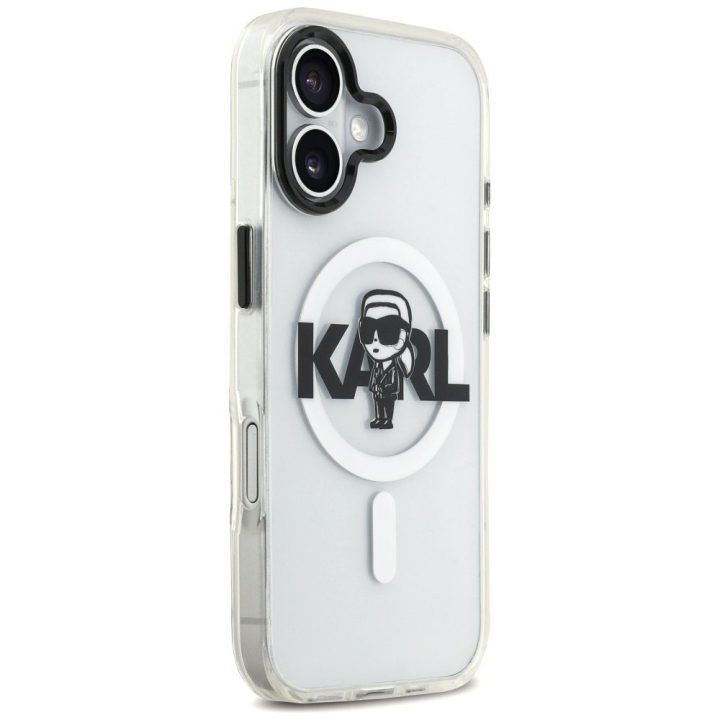 Telefono dėklas iPhone 17 skaidrus MagSafe Karl Lagerfeld