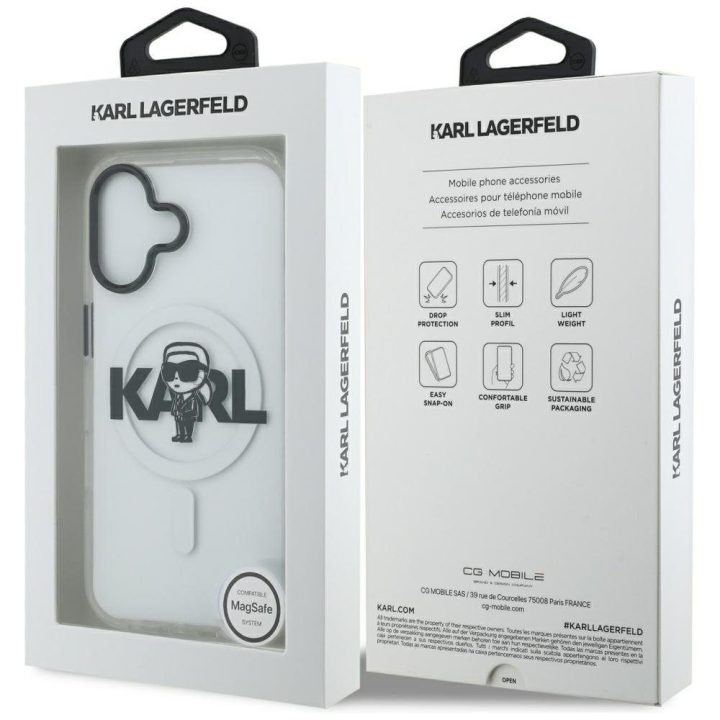 Telefono dėklas iPhone 17 skaidrus MagSafe Karl Lagerfeld
