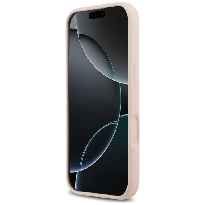 Telefono dėklas iPhone 17 rožinis silikoninis MagSafe Karl Lagerfeld