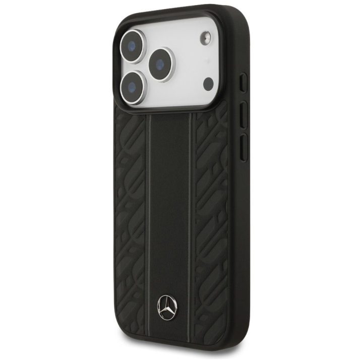 Telefono dėklas iPhone 17 Pro juodas oda MagSafe Mercedes