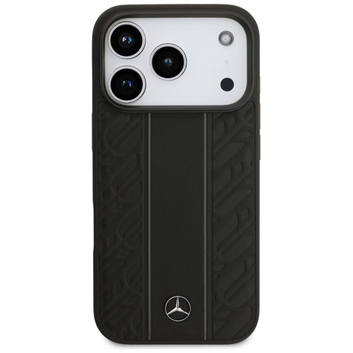 Telefono dėklas iPhone 17 Pro juodas oda MagSafe Mercedes