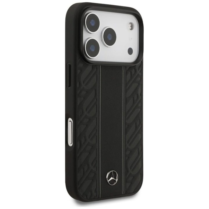 Telefono dėklas iPhone 17 Pro juodas oda MagSafe Mercedes