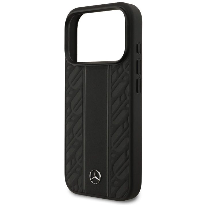 Telefono dėklas iPhone 17 Pro juodas oda MagSafe Mercedes