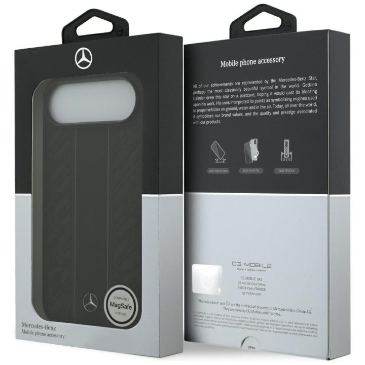 Telefono dėklas iPhone 17 Air juodas oda MagSafe Mercedes