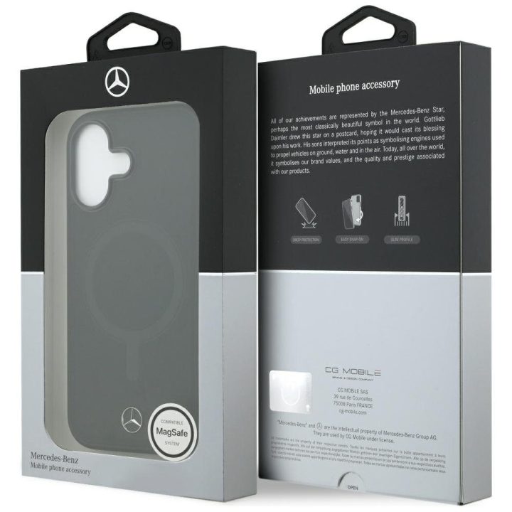 Telefono dėklas iPhone 17 juodas natūrali oda MagSafe Mercedes