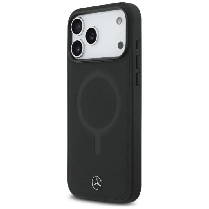 Telefono dėklas iPhone 17 Pro Max juodas lygios odos MagSafe Mercedes