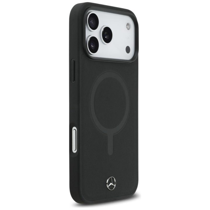 Telefono dėklas iPhone 17 Pro Max juodas lygios odos MagSafe Mercedes