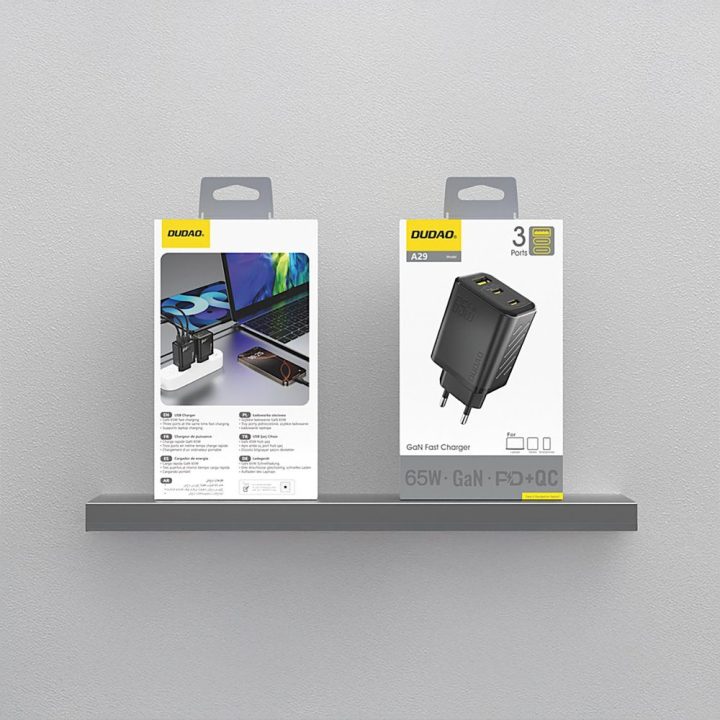Kroviklis sieninis 65 W 2×USB-C + USB-A juodas