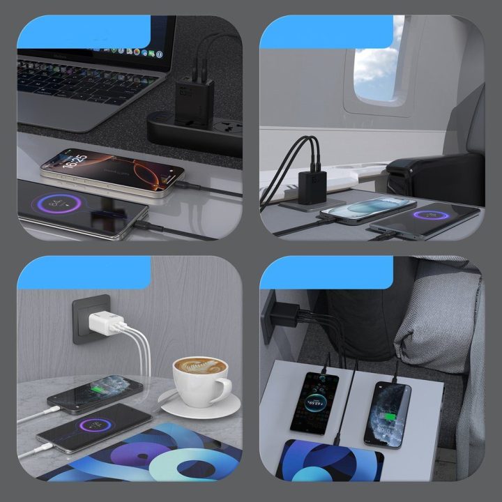 Kroviklis sieninis 65 W 2×USB-C + USB-A juodas