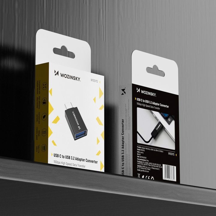 USB-C – USB-A adapteris 10 Gb/s juodas