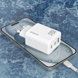 Kroviklis sieninis 65 W GaN 2×USB-C + USB-A baltas