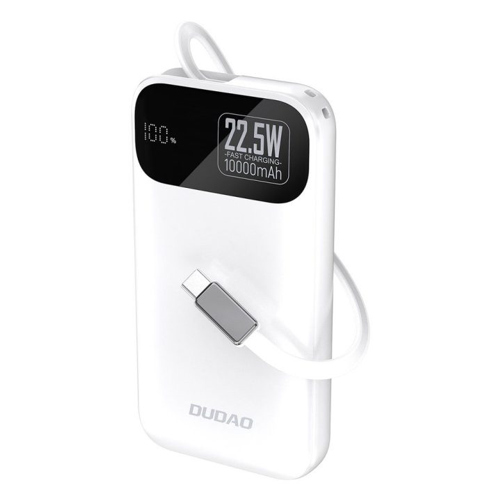 Išorinė baterija 10 000 mAh balta 22,5 W su laidu