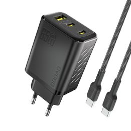 Kroviklis sieninis 65 W GaN su USB-C laidu juodas