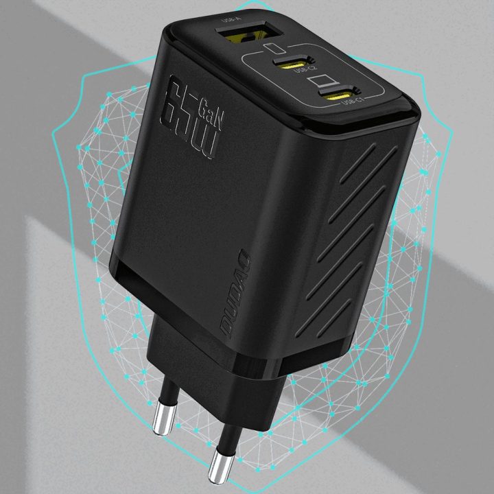 Kroviklis sieninis 65 W GaN su USB-C laidu juodas