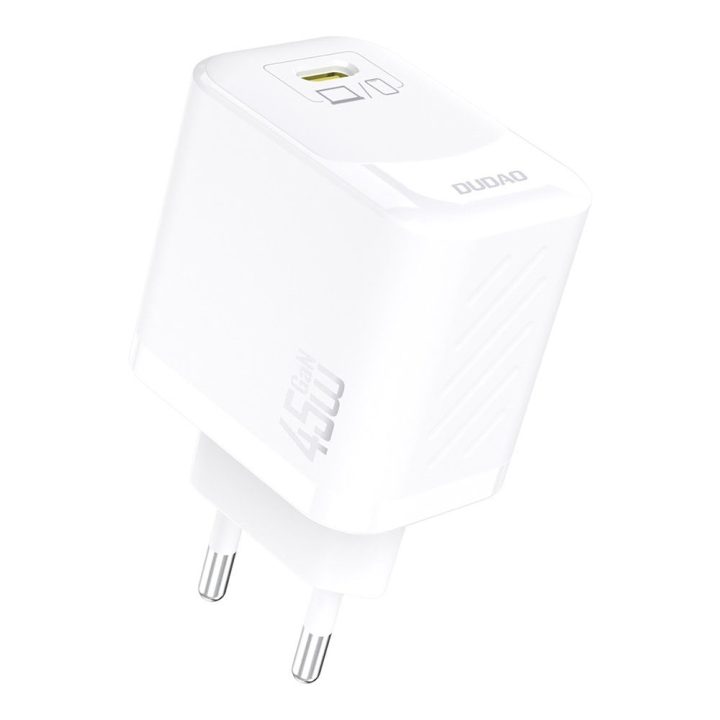 Kroviklis sieninis 45 W GaN su USB-C laidu baltas