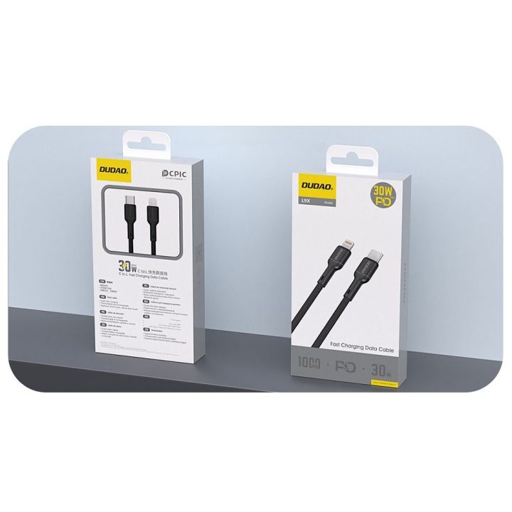 Įkrovimo laidas USB-C – Lightning 30 W juodas 1 m