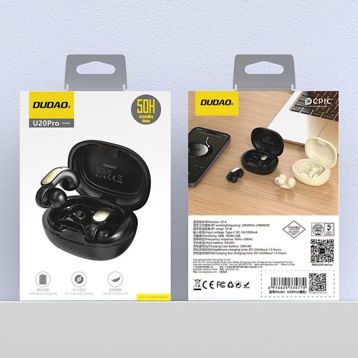 Belaidės ausinės juodos Bluetooth TWS U20 Pro