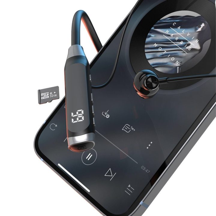 Belaidės ausinės ant kaklo juodos Bluetooth U5 Max
