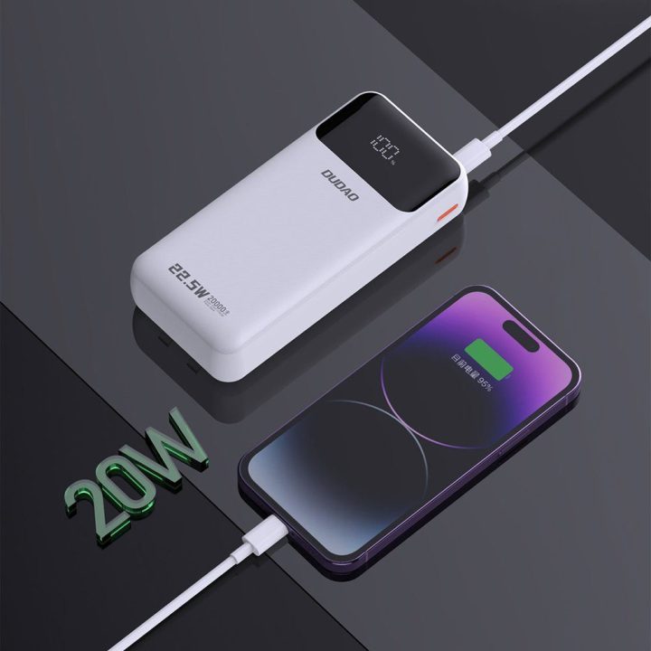 Išorinė baterija 22,5 W 20 000 mAh balta K15Pro