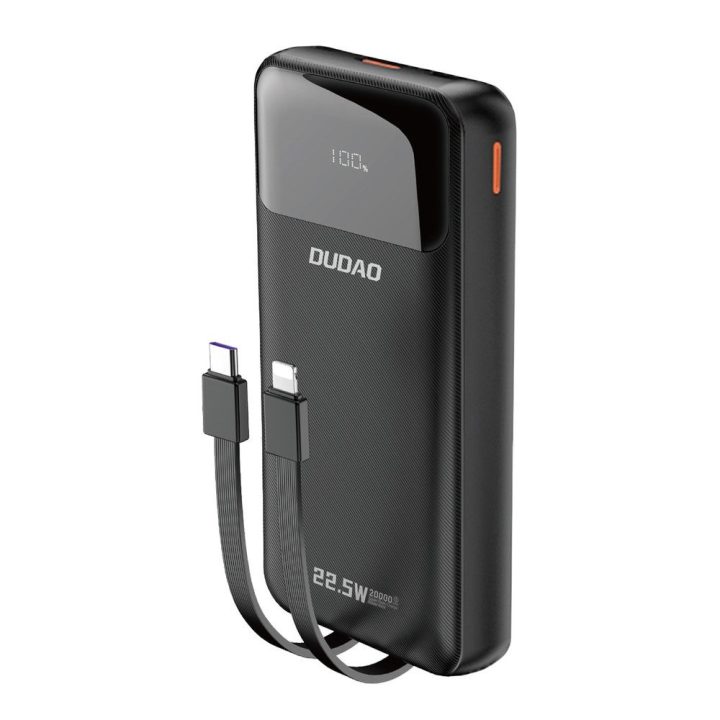 Išorinė baterija 20000 mAh 22,5 W su integruotais laidais