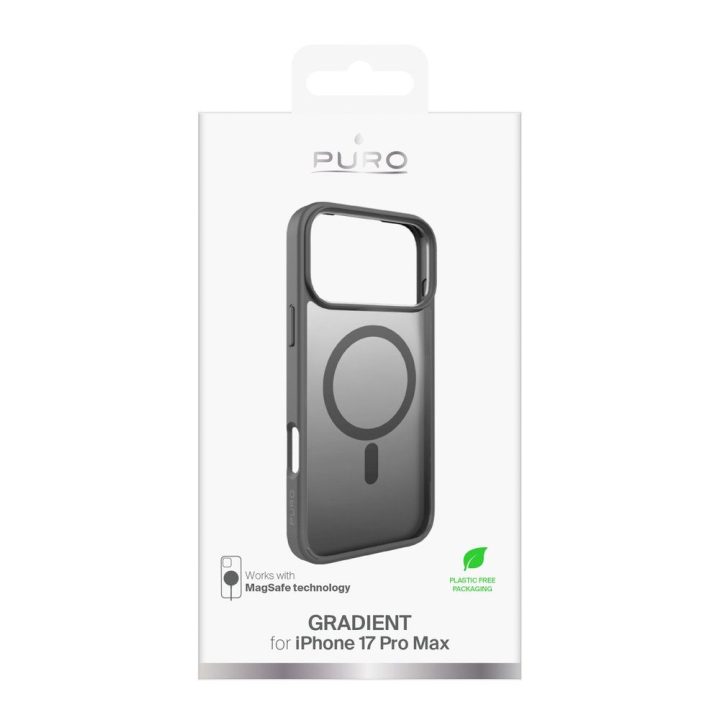 Telefono dėklas iPhone 17 Pro Max pilkas MagSafe Puro