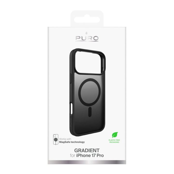 Telefono dėklas iPhone 17 Pro juodas MagSafe Puro