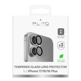 Grūdinto stiklo lęšiai iPhone 17 / 16 / 16 Plus kamerai Puro