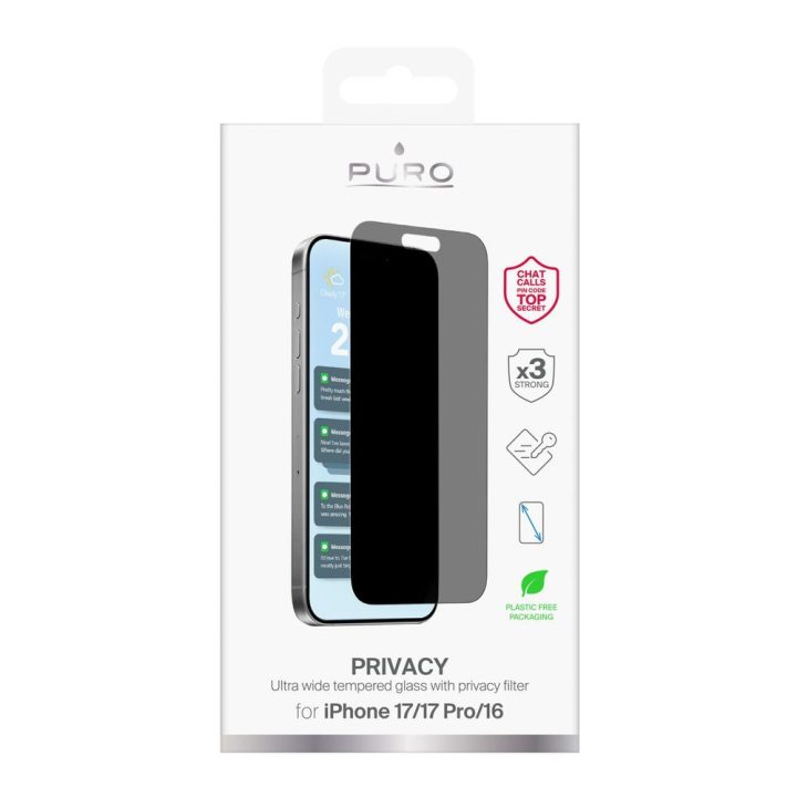 Grūdintas stiklas iPhone 17 privatumo apsauga Puro