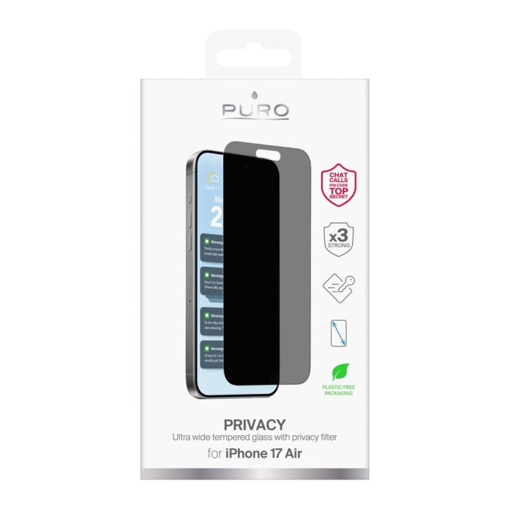 Grūdintas stiklas iPhone 17 Air privatumo Puro