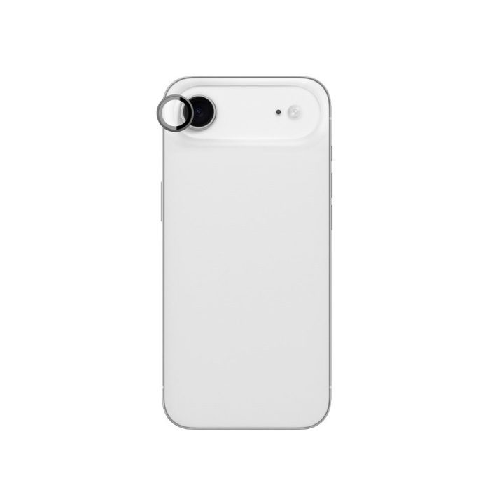 Grūdintas kameros stiklas iPhone 17 Air juodas aliuminio rėmelis AmazingThing
