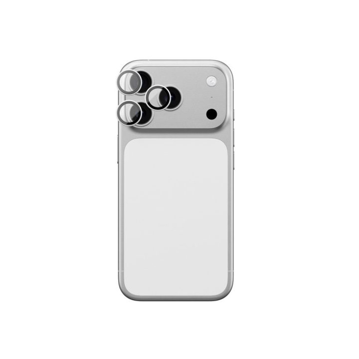 Objektyvo stiklas iPhone 17 Pro / Pro Max sidabrinis aliuminio rėmelis AmazingThing