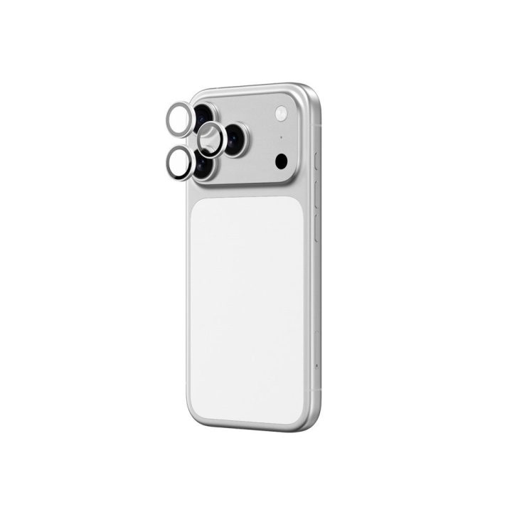 Objektyvo stiklas iPhone 17 Pro / Pro Max sidabrinis aliuminio rėmelis AmazingThing