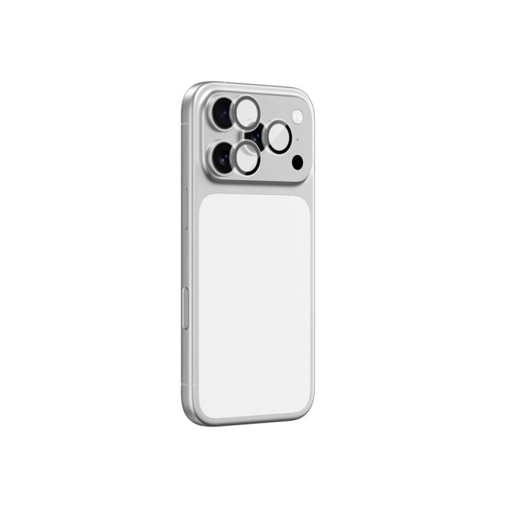 Grūdintas lęšių stiklas iPhone 17 Pro / Pro Max juodas aliuminio rėmelis AmazingThing