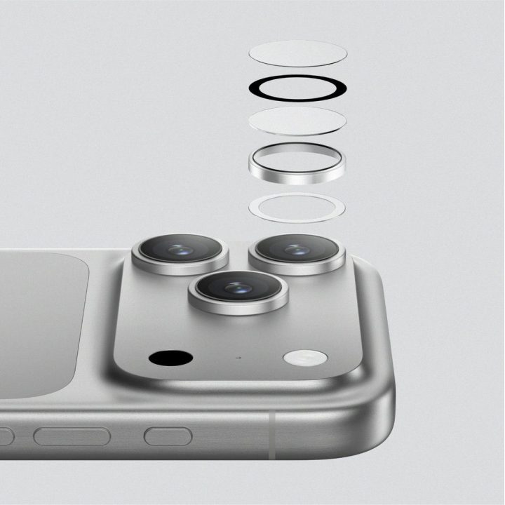Grūdintas lęšių stiklas iPhone 17 Pro / Pro Max juodas aliuminio rėmelis AmazingThing