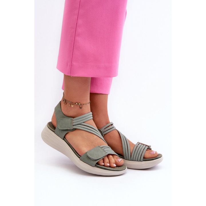 Moteriški patogūs žali Velcro sandalai Eladora