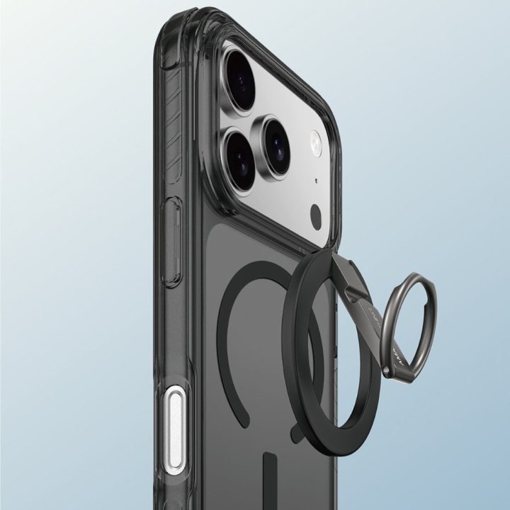 Telefono dėklas iPhone 17 Pro Max juodas su žiedu MagSafe AmazingThing