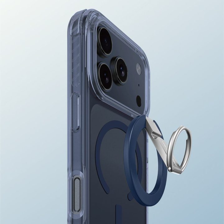 Telefono dėklas iPhone 17 Pro Max mėlynas su žiedu MagSafe AmazingThing