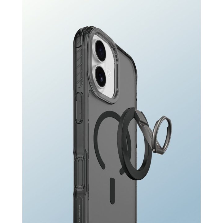 Telefono dėklas iPhone 17 juodas su žiedu MagSafe AmazingThing