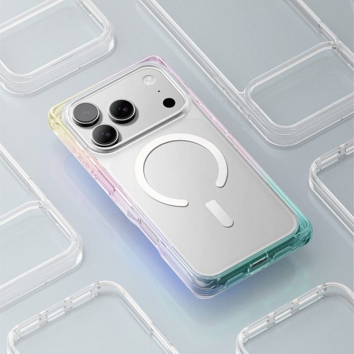 Telefono dėklas iPhone 17 Pro Max skaidrus spalvotas MagSafe AmazingThing