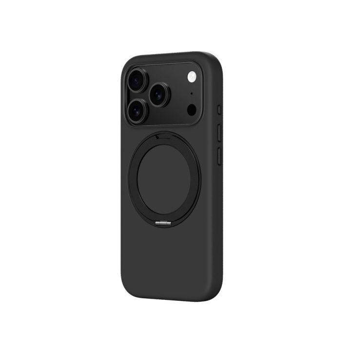 Telefono dėklas iPhone 17 Pro Max juodas su stovu AmazingThing