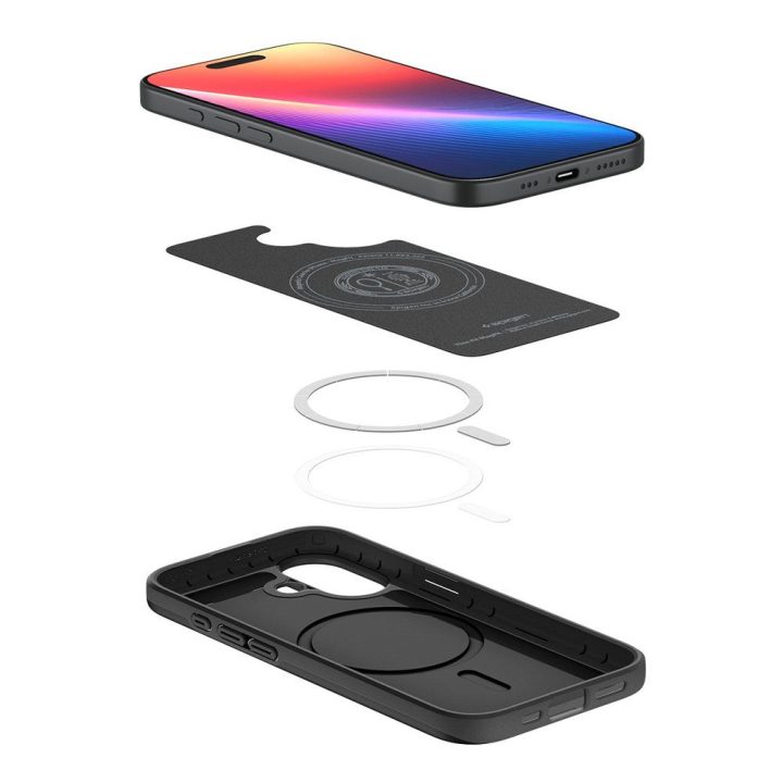 Telefono dėklas iPhone 17 juodas MagSafe Spigen Thin Fit