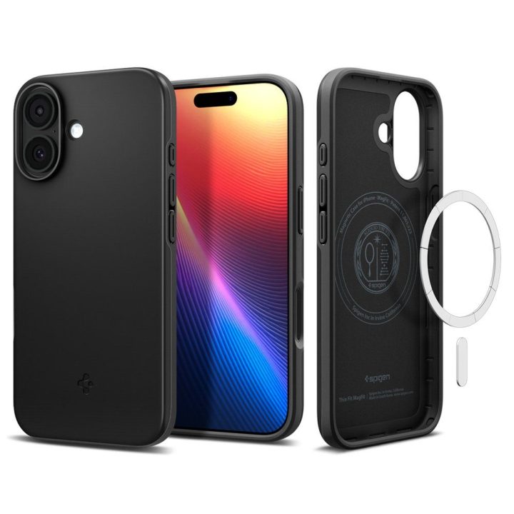Telefono dėklas iPhone 17 juodas MagSafe Spigen Thin Fit