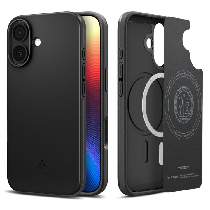 Telefono dėklas iPhone 17 juodas MagSafe Spigen Thin Fit